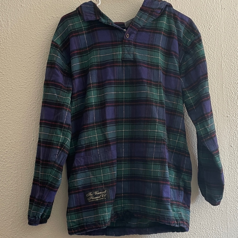 Kids Plaid Hooded Pullover Sweatshirt - Green & Blue